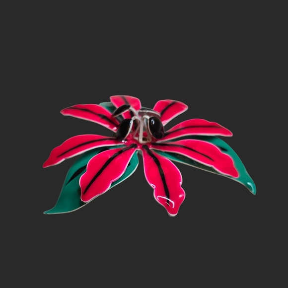 Mid-Century Modern Vintage Enameled Metal Floral Brooch - Large - Picture 2 of 4